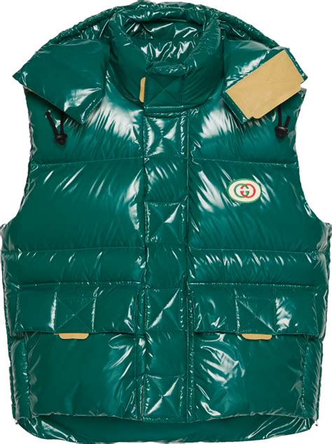 gucci green puffer vest